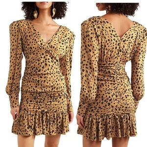 Nicholas Gathered Frill Dress In Amber Multi